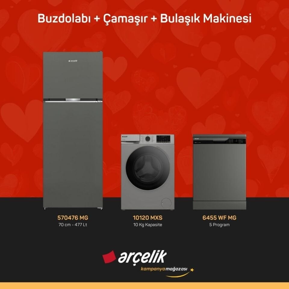 ARÇELİK 3'lü Çeyiz Paketi ( 570476 MG - 10120 MXS - 6455 WF MG )