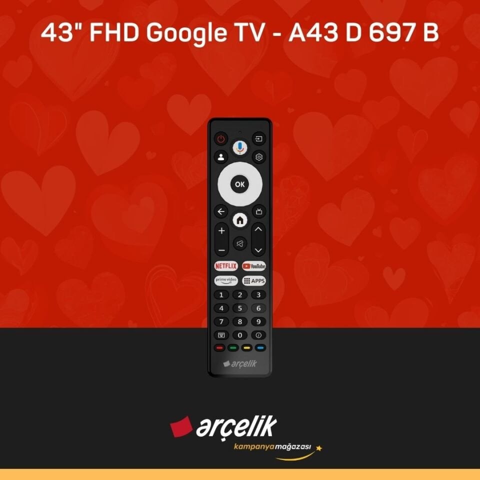 ARÇELİK 43'' FHD Google TV - A43 D 697 B Smart TV