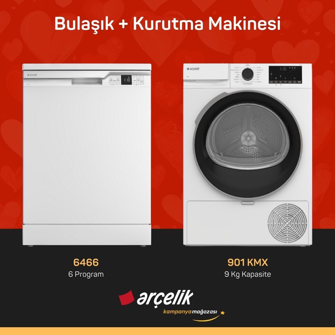 ARÇELİK 6466 Bulaşık Makinesi - 901 KMX Kurutma Makinesi