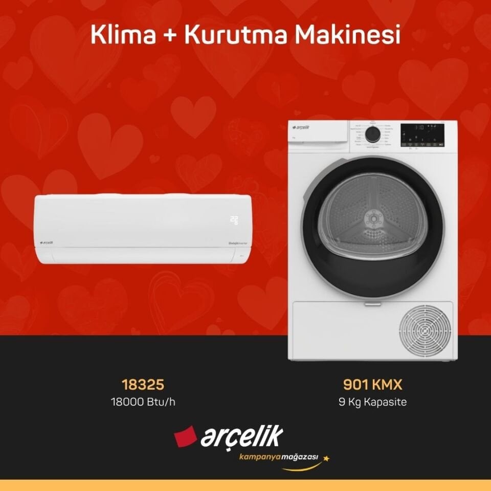 ARÇELİK 18325 Klima - 901 KMX Kurutma Makinesi