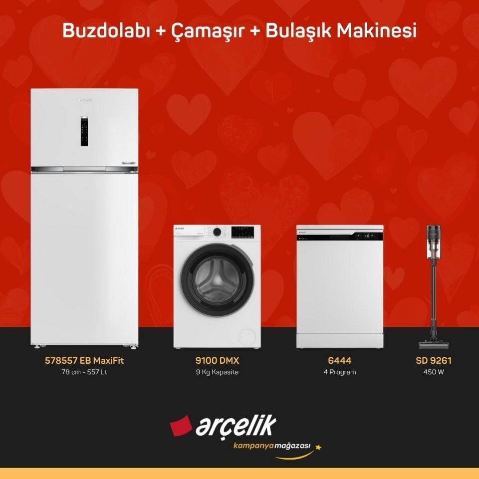 ARÇELİK 3'lü Çeyiz Paketi ( 578557 EB MaxiFit - 9100 DMX - 6444 - SD 9261 )