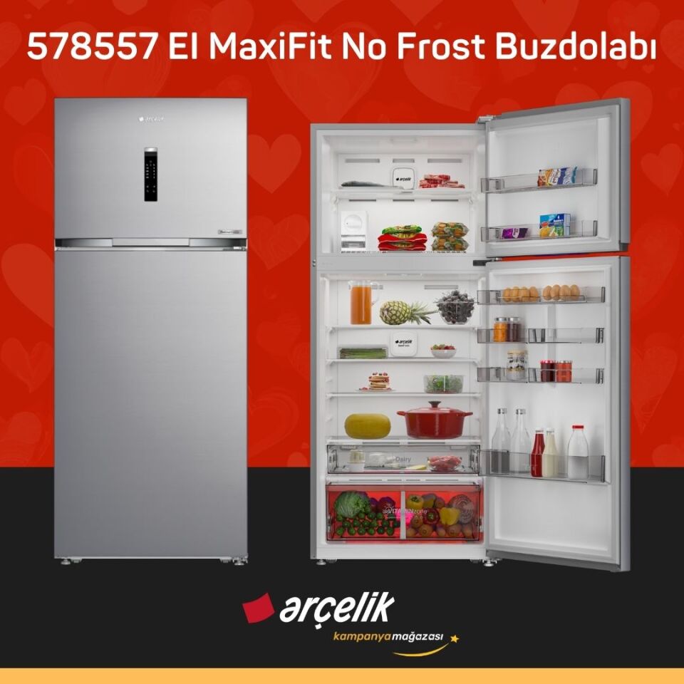 ARÇELİK 578557 EI MaxiFit Üstten Donduruculu Buzdolabı