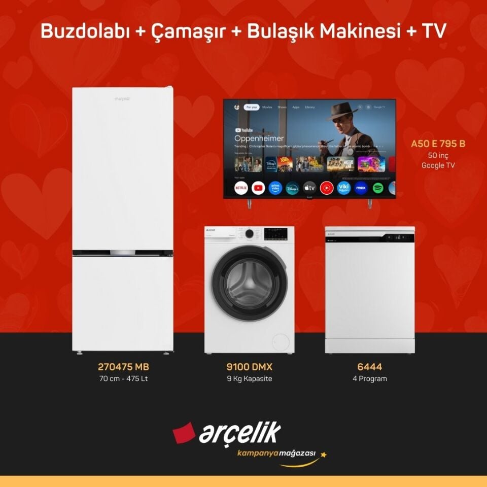 ARÇELİK 4'lü Çeyiz Paketi ( 270475 MB - 9100 DMX - 6444 - A50 E 795 B )