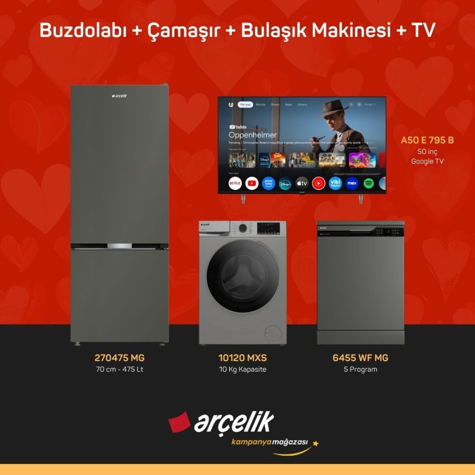 ARÇELİK 4'lü Çeyiz Paketi ( 270475 MG - 10120 MXS - 6455 WF MG - A50 E 795 B )