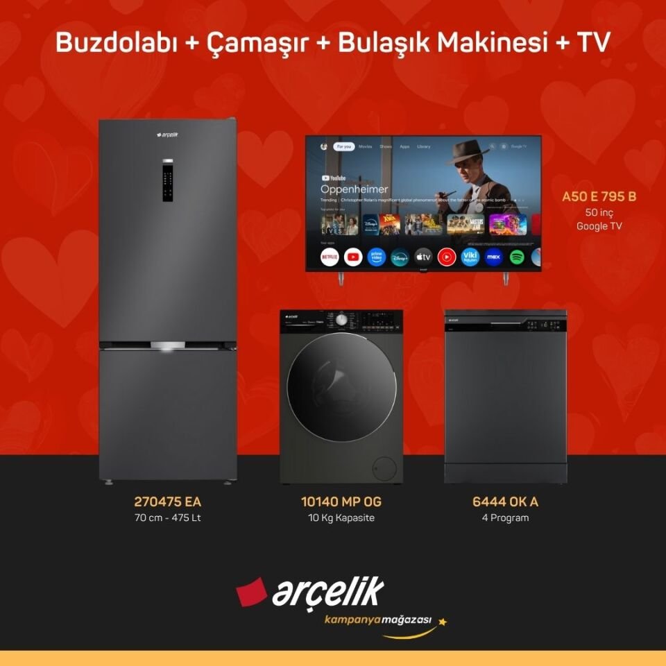 ARÇELİK 4'lü Çeyiz Paketi ( 270475 EA - 10140 MP OG - 6444 OK A - A50 E 795 B )