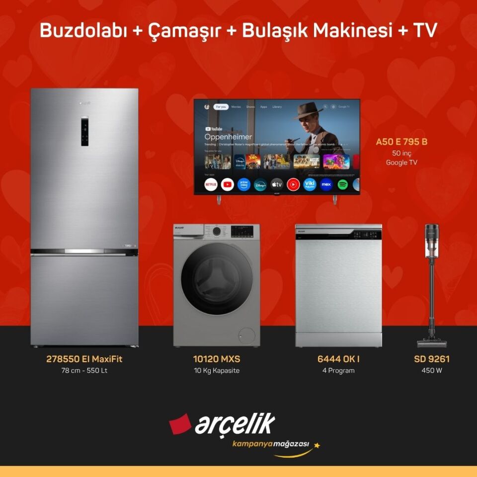ARÇELİK 4'lü Çeyiz Paketi ( 278550 EI MaxiFit - 10120 MXS - 6444 OK I - A50 E 795 B - SD 9261 )