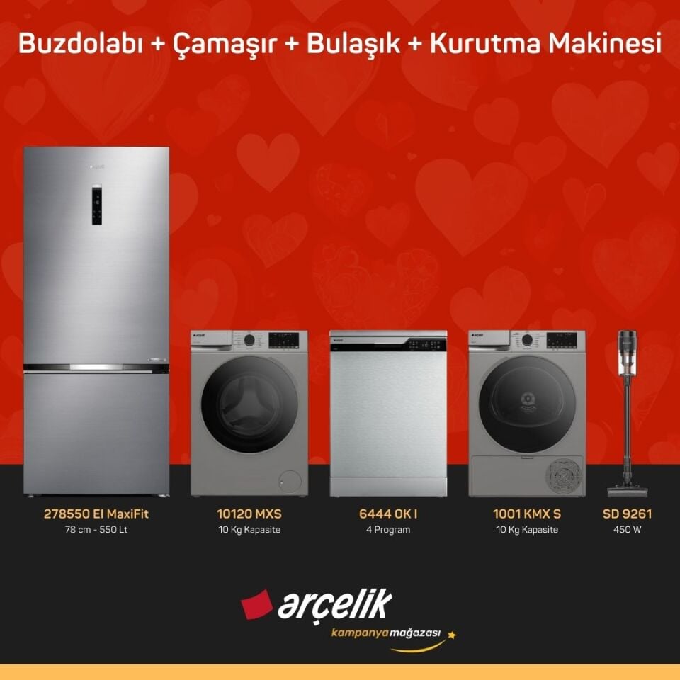 ARÇELİK 4'lü Çeyiz Paketi ( 278550 EI MaxiFit - 10120 MXS - 6444 OK I - 1001 KMX S - SD 9261 )