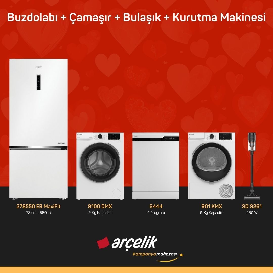 ARÇELİK 4'lü Çeyiz Paketi ( 278550 EB MaxiFit - 9100 DMX - 6444 - 901 KMX - SD 9261 )