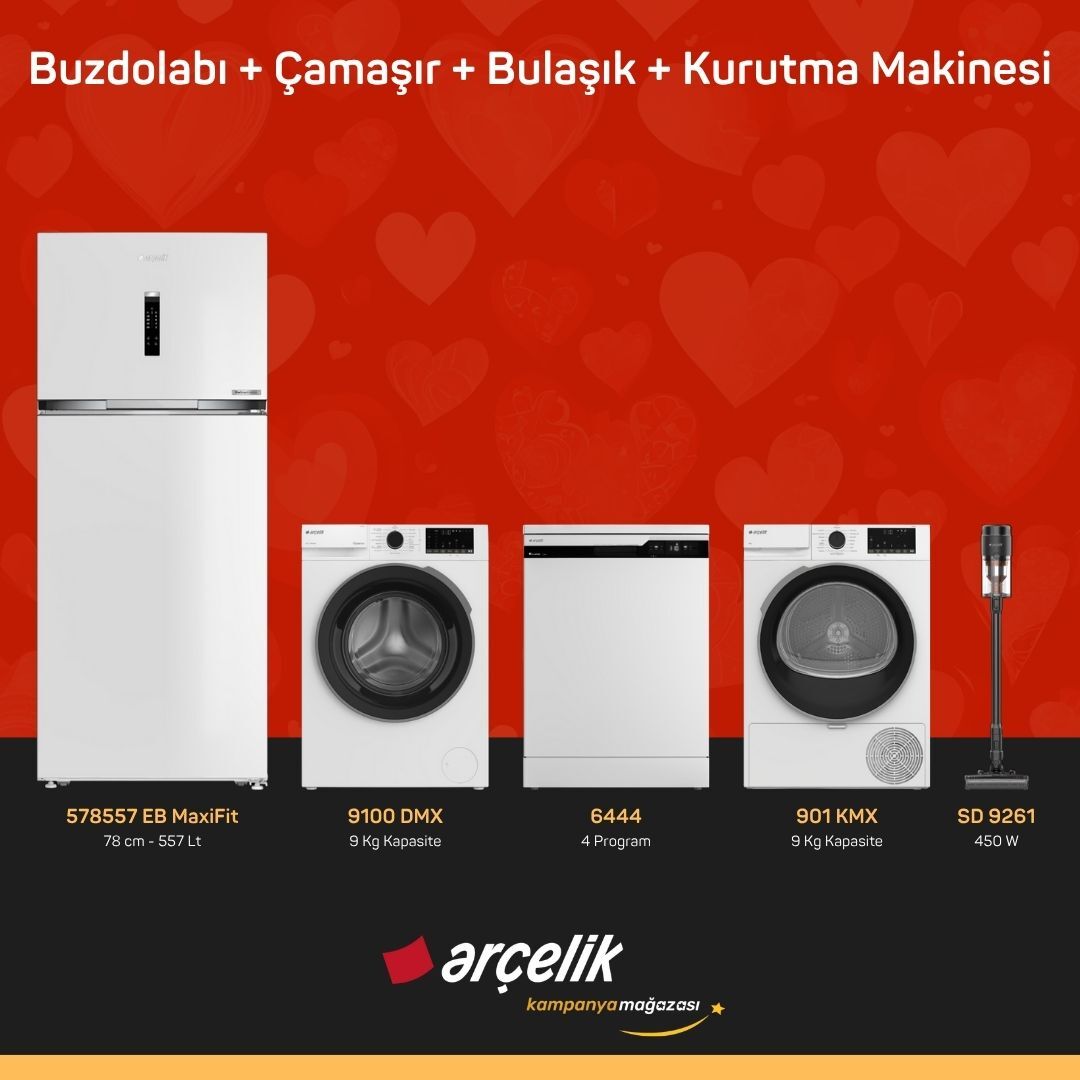 ARÇELİK 4'lü Çeyiz Paketi ( 578557 EB MaxiFit - 9100 DMX - 6444 - 901 KMX - SD 9261 )