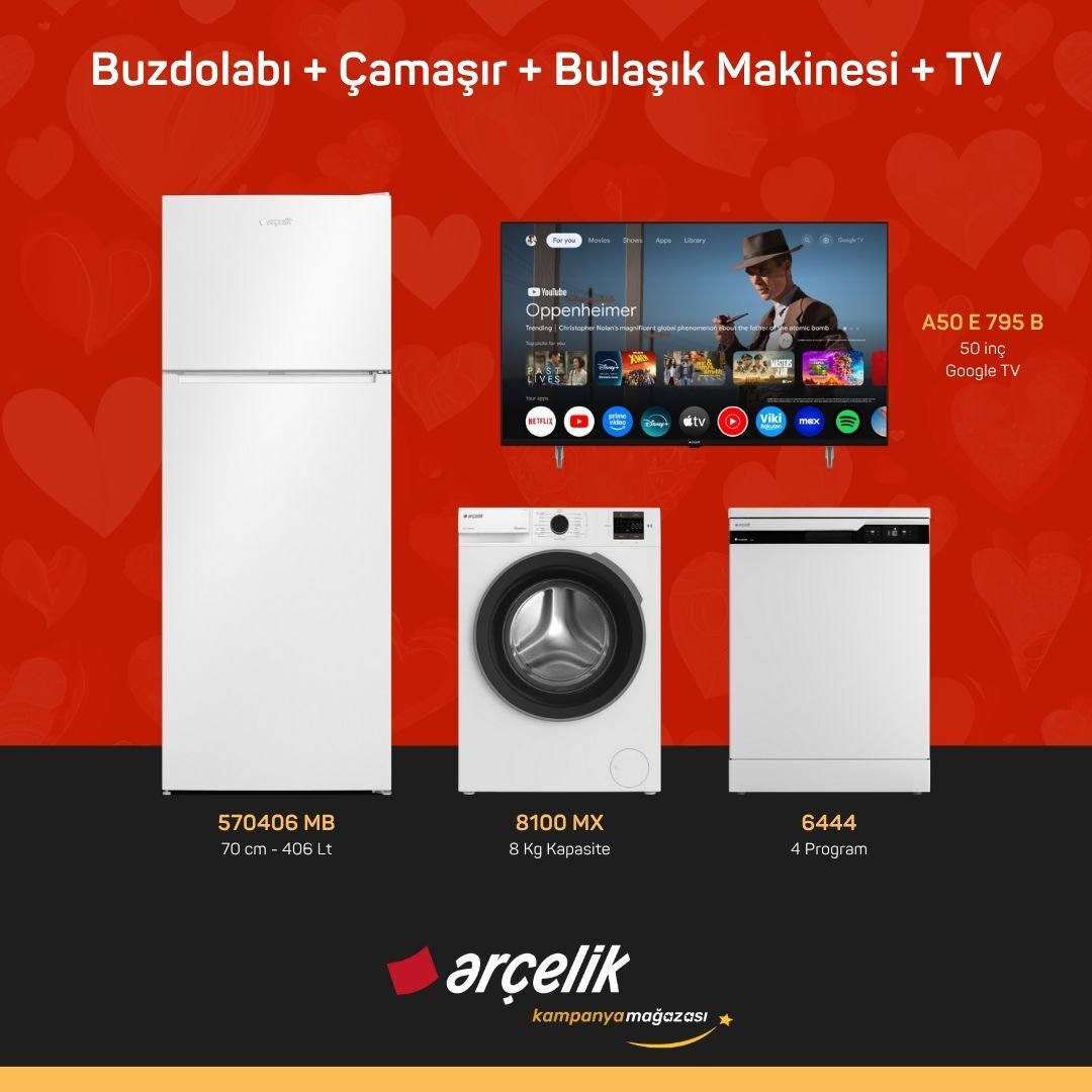 ARÇELİK 4'lü Çeyiz Paketi ( 570406 MB - 8100 MX - 6444 - A50 E 795 B )