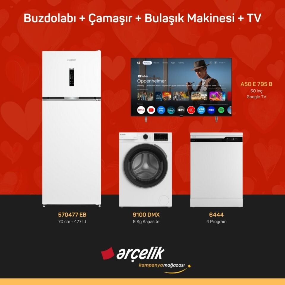 ARÇELİK 4'lü Çeyiz Paketi ( 570477 EB - 9100 DMX - 6444 - A50 E 795 B )