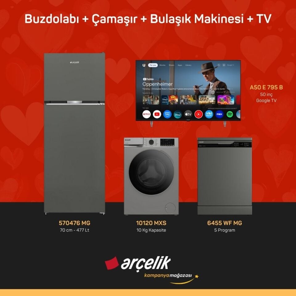 ARÇELİK 4'lü Çeyiz Paketi ( 570476 MG - 10120 MXS - 6455 WF MG - A50 E 795 B )