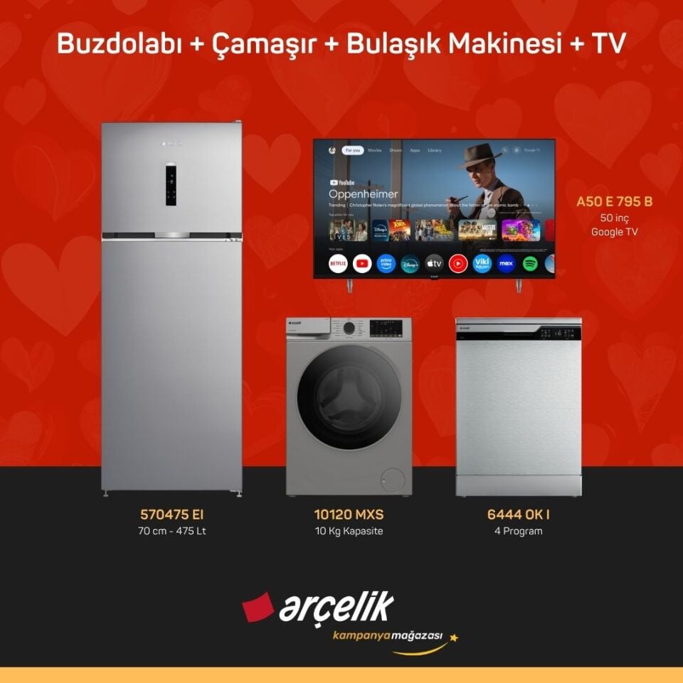 ARÇELİK 4'lü Çeyiz Paketi ( 570475 EI - 10120 MXS - 6444 OK I - A50 E 795 B )