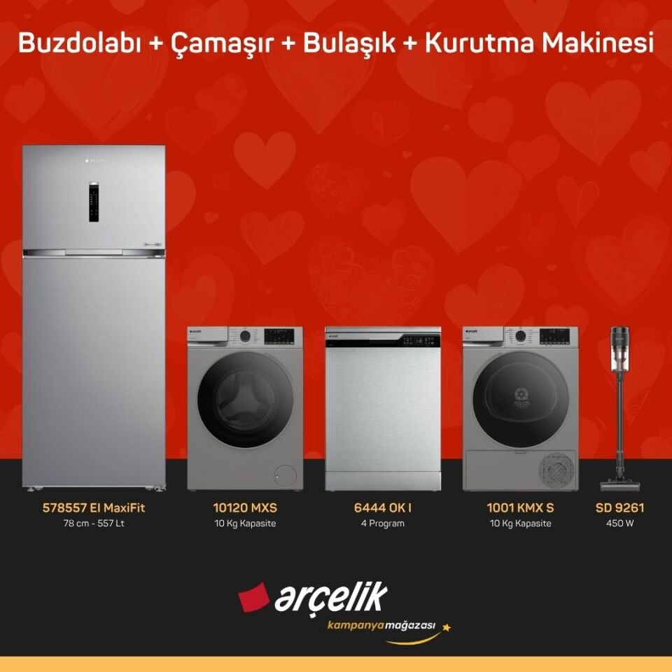 ARÇELİK 4'lü Çeyiz Paketi ( 578557 EI MaxiFit - 10120 MXS - 6444 OK I - 1001 KMX S - SD 9261 )