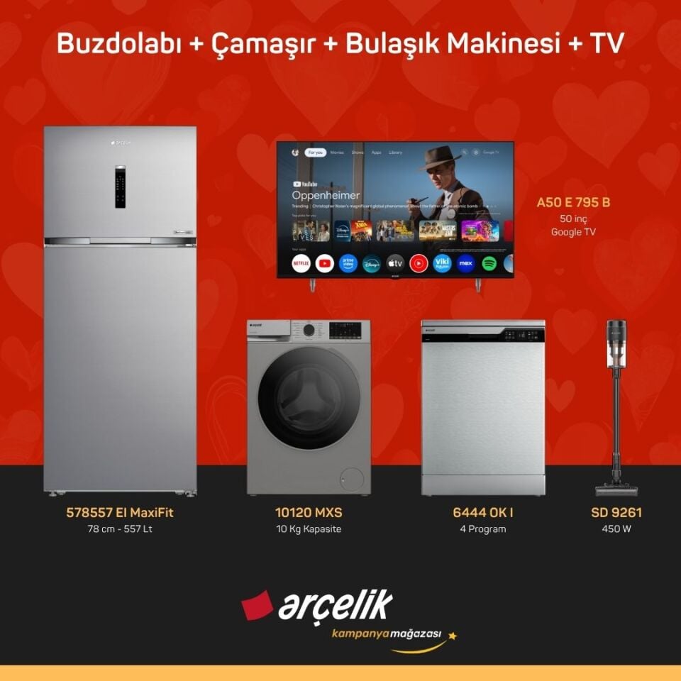 ARÇELİK 4'lü Çeyiz Paketi ( 578557 EI MaxiFit - 10120 MXS - 6444 OK I - A50 E 795 B - SD 9261 )