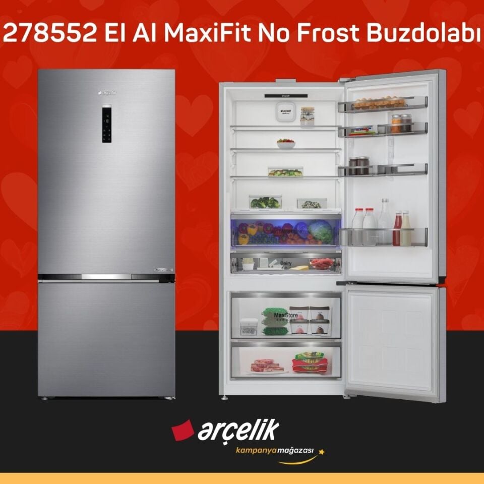 ARÇELİK 278552 EI AI MaxiFit Alttan Donduruculu Buzdolabı