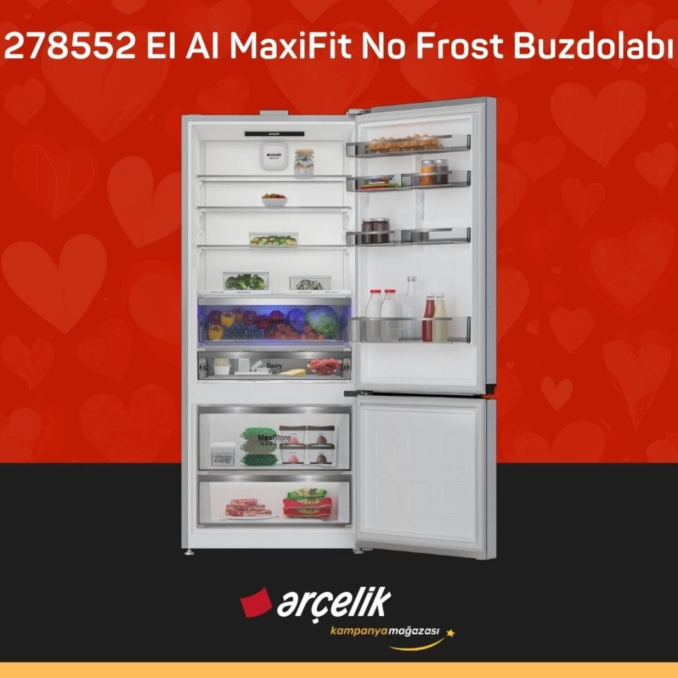 ARÇELİK 278552 EI AI MaxiFit Alttan Donduruculu Buzdolabı