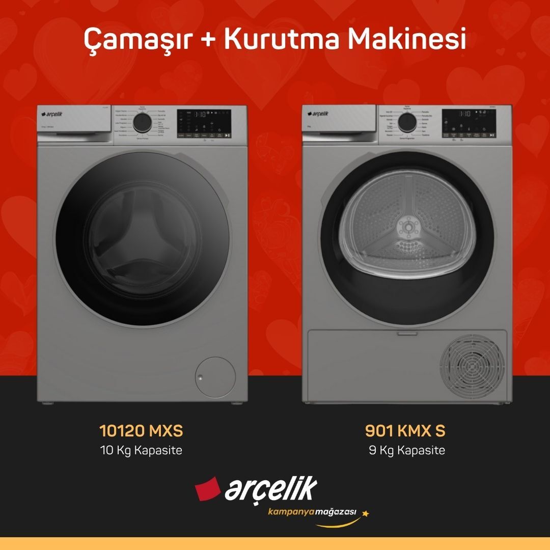 ARÇELİK 10120 MXS Çamaşır Makinesi - 901 KMX S Kurutma Makinesi