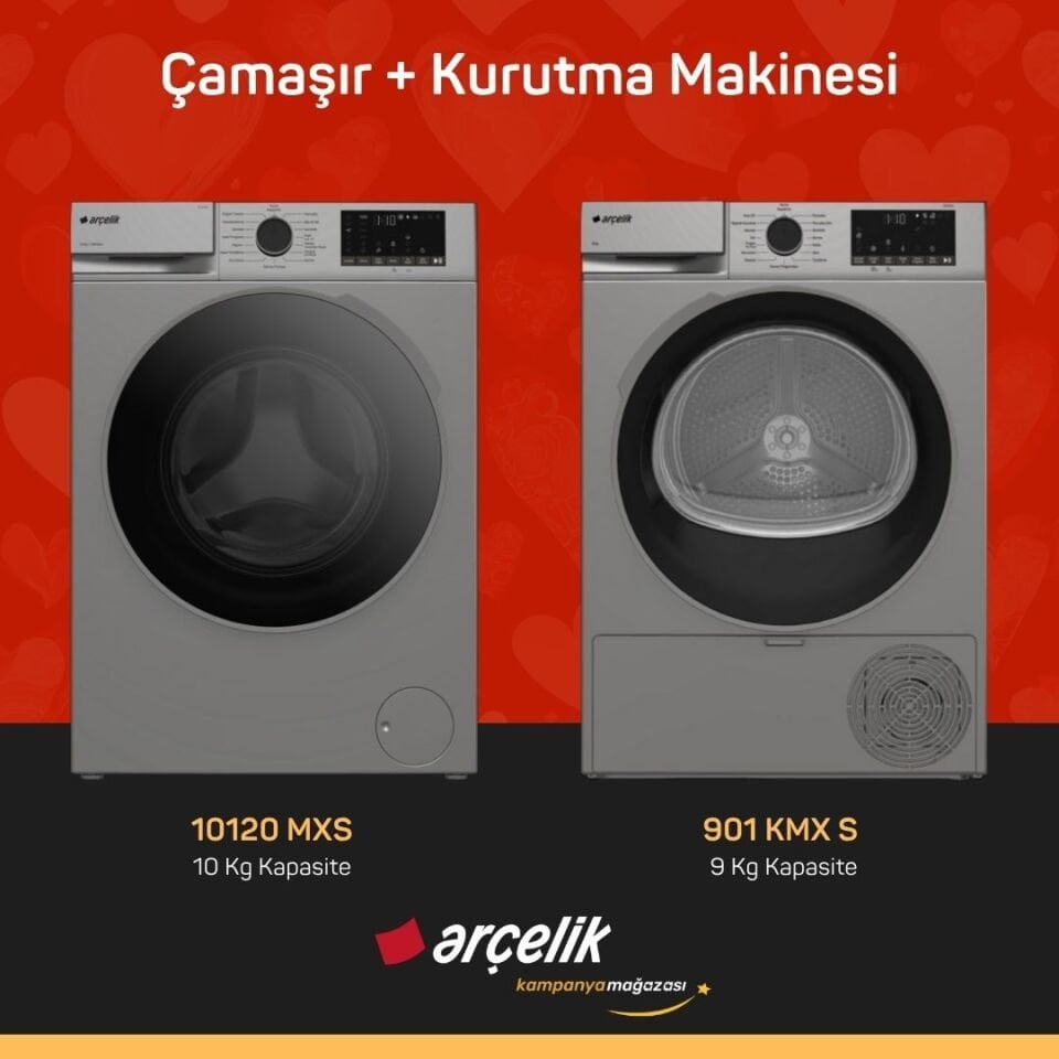 ARÇELİK 10120 MXS Çamaşır Makinesi - 901 KMX S Kurutma Makinesi