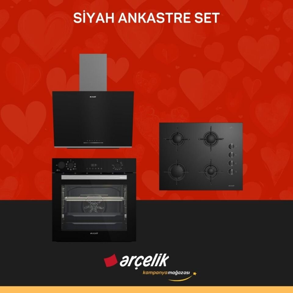 ARÇELİK SİYAH ANKASTRE SET ( ADE 606-2 S - AFC 361 S - OCD T 651 ES )