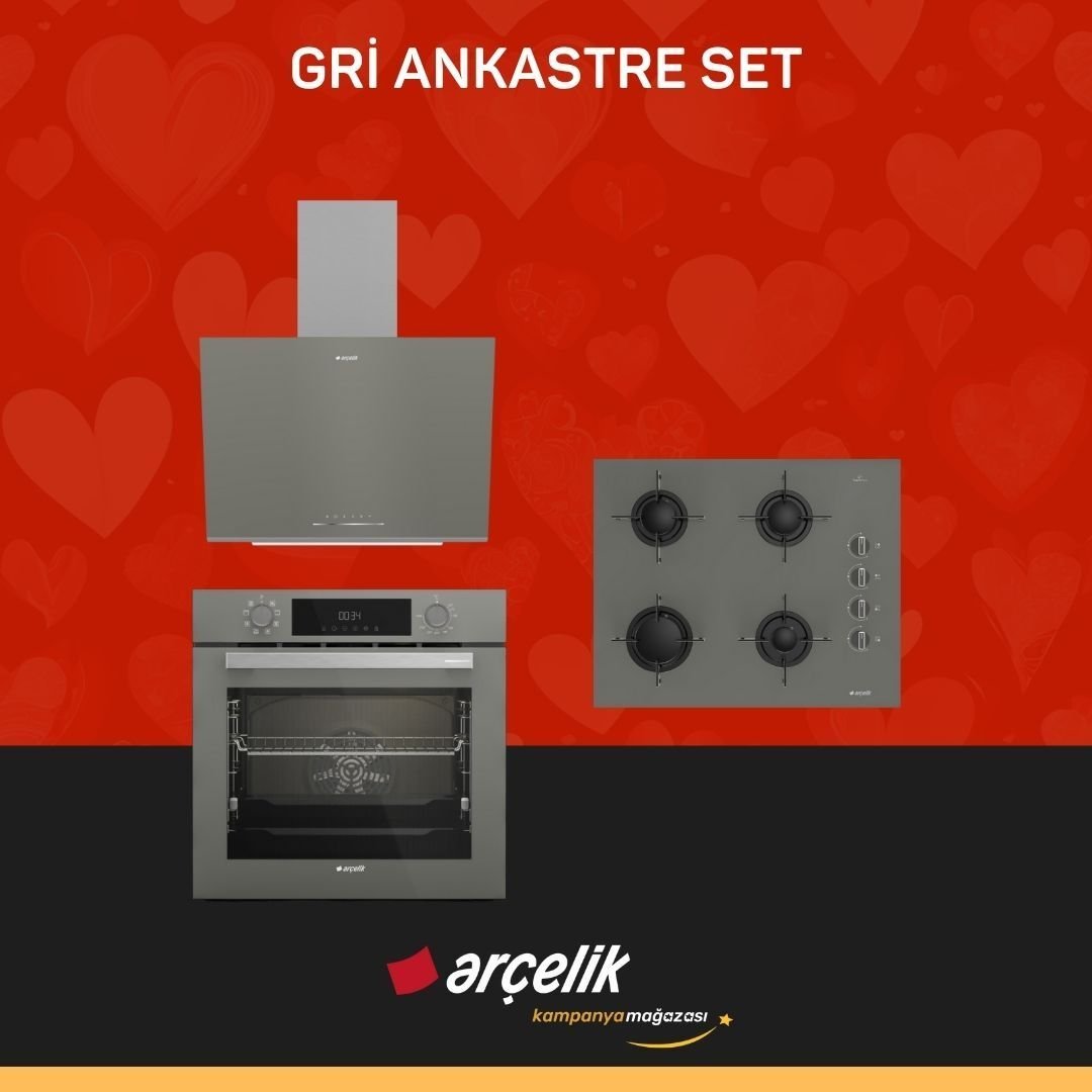ARÇELİK GRİ ANKASTRE SET ( ADE 606-2 G - AFC 341 G - OCD T 651 EG )