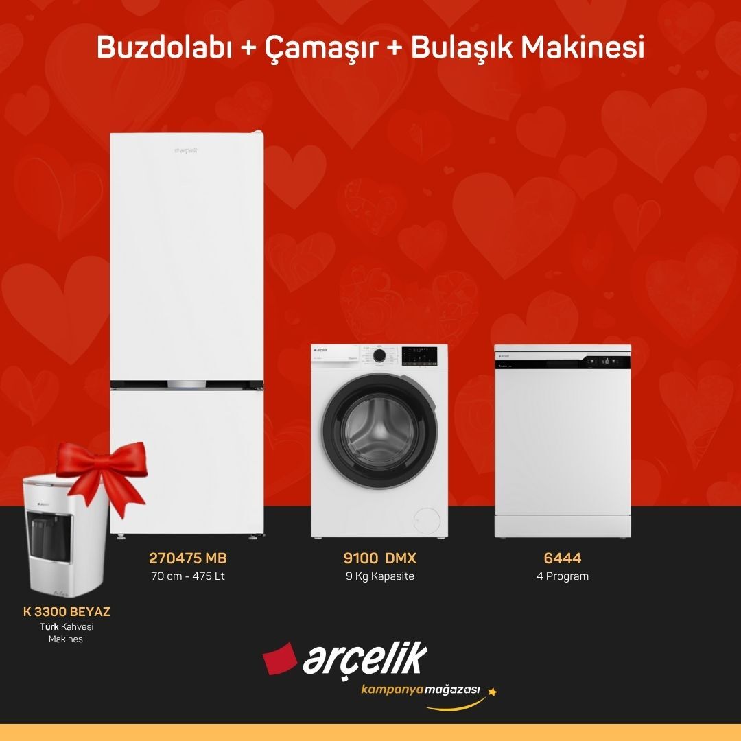ARÇELİK 3'Lü Çeyiz Paketi ( 270475 MB - 9100 DMX - 6444 - K 3300 B )