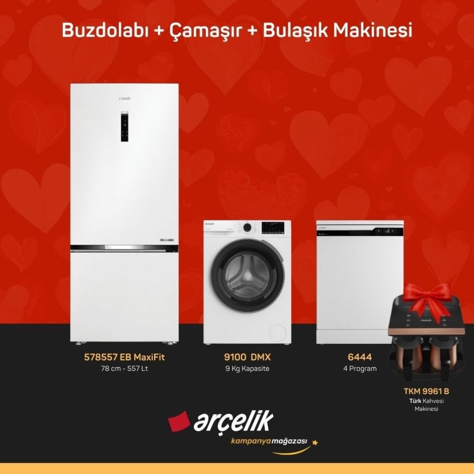 ARÇELİK 3'Lü Çeyiz Paketi ( 578557 EB MaxiFit - 9100 DMX - 6444 - TKM 9961 B )