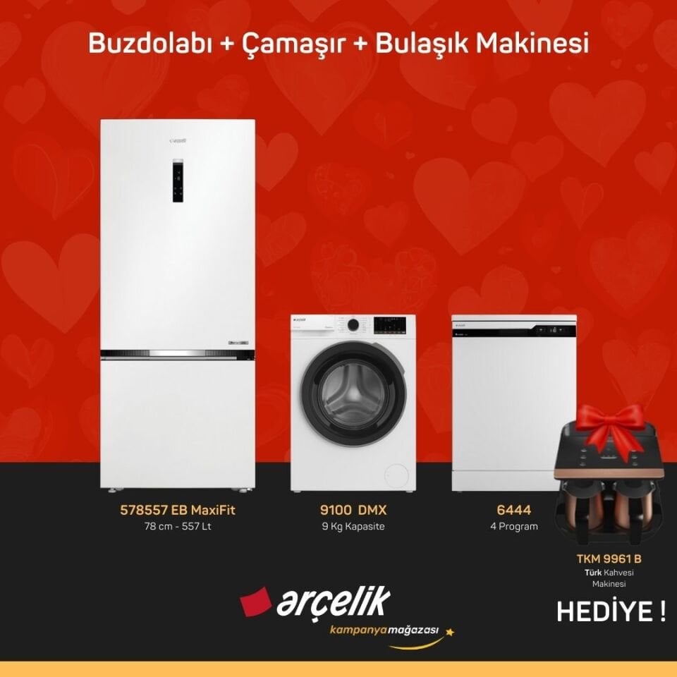 ARÇELİK 3'Lü Çeyiz Paketi ( 578557 EB MaxiFit - 9100 DMX - 6444 - TKM 9961 B )