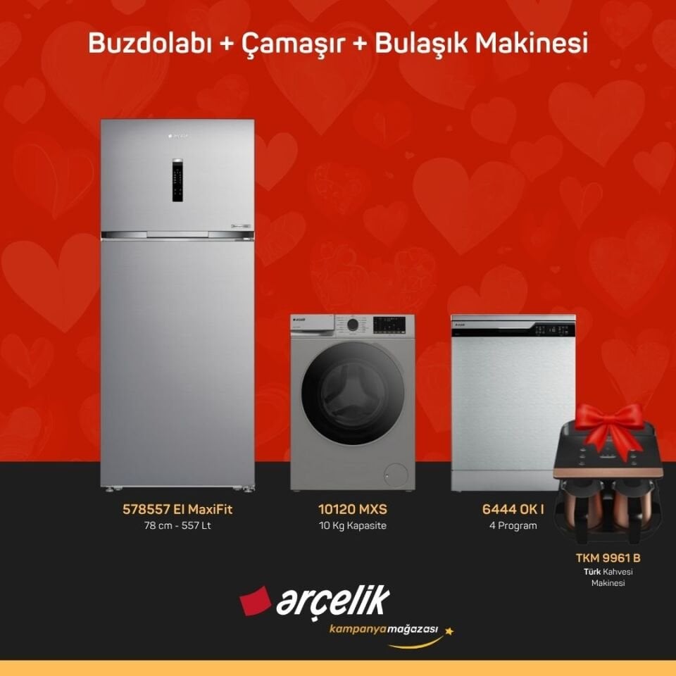 ARÇELİK 3'Lü Çeyiz Paketi ( 578557 EI MaxiFit - 10120 MXS - 6444 OK I - TKM 9961 B )