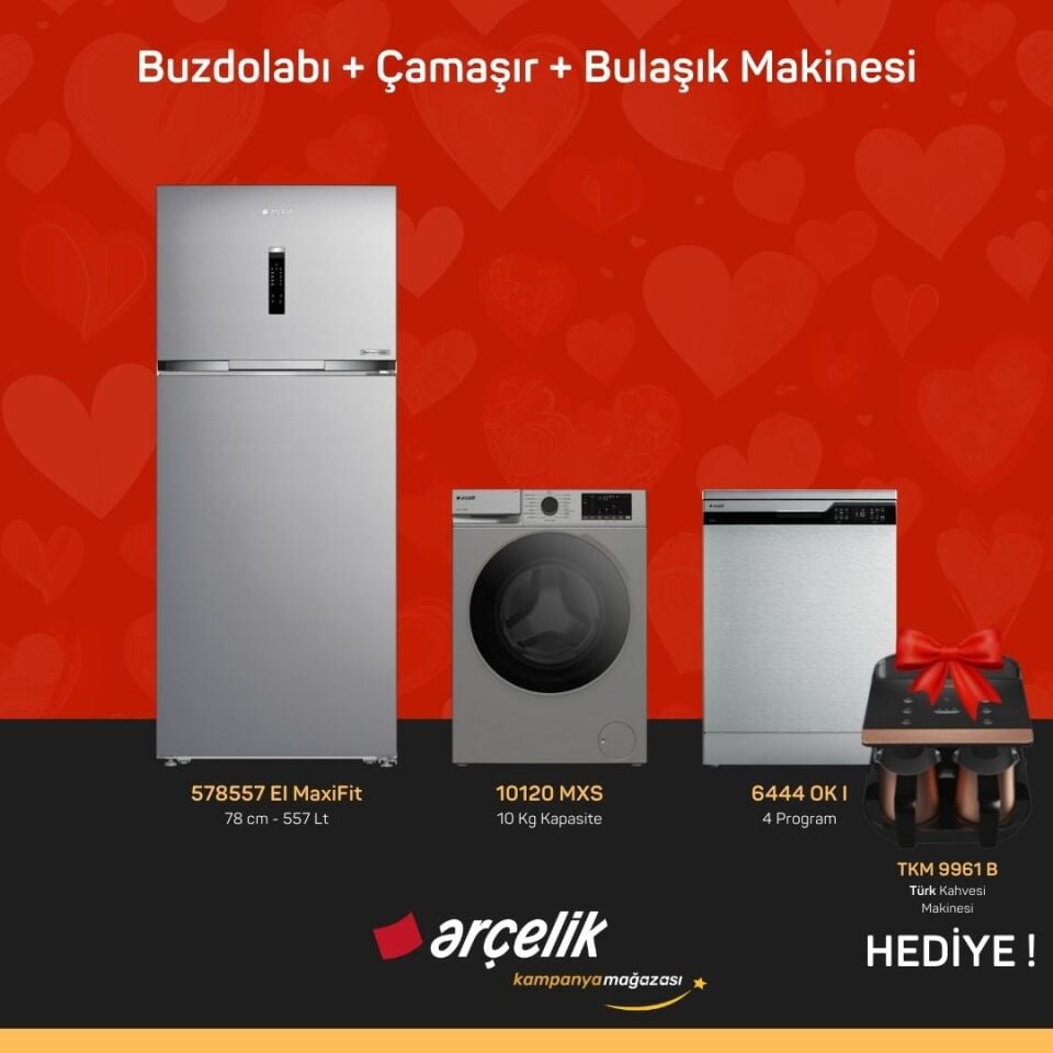 ARÇELİK 3'Lü Çeyiz Paketi ( 578557 EI MaxiFit - 10120 MXS - 6444 OK I - TKM 9961 B )
