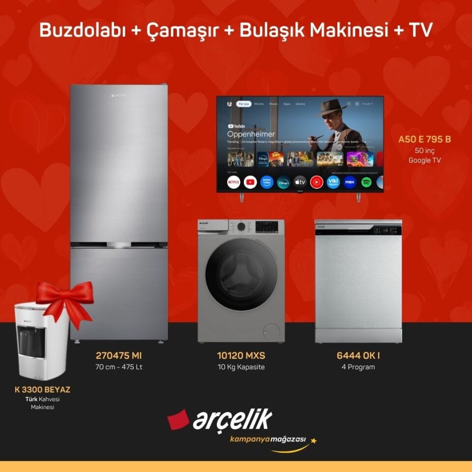 ARÇELİK 4'Lü Çeyiz Paketi ( 270475 MI - 10120 MXS - 6444 OK I - A50 E 795 B - K 3300 B )