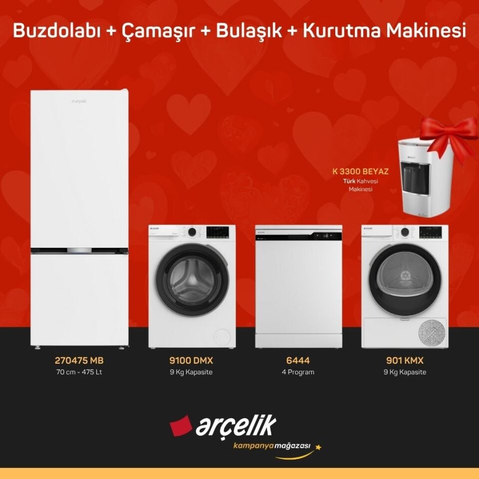 ARÇELİK 4'Lü Çeyiz Paketi ( 270475 MB - 9100 DMX - 6444 - 901 KMX - K 3300 B )