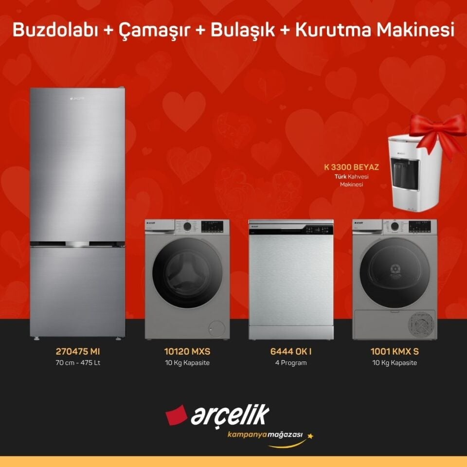 ARÇELİK 4'Lü Çeyiz Paketi ( 270475 MI - 10120 MXS - 6444 OK I - 1001 KMX S - K 3300 B )
