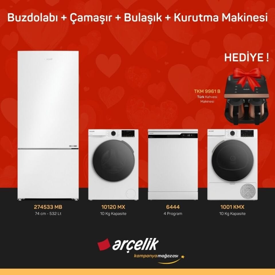 ARÇELİK 4'Lü Çeyiz Paketi ( 274533 MB - 10120 MX - 6444 - 1001 KMX - TKM 9961 B )