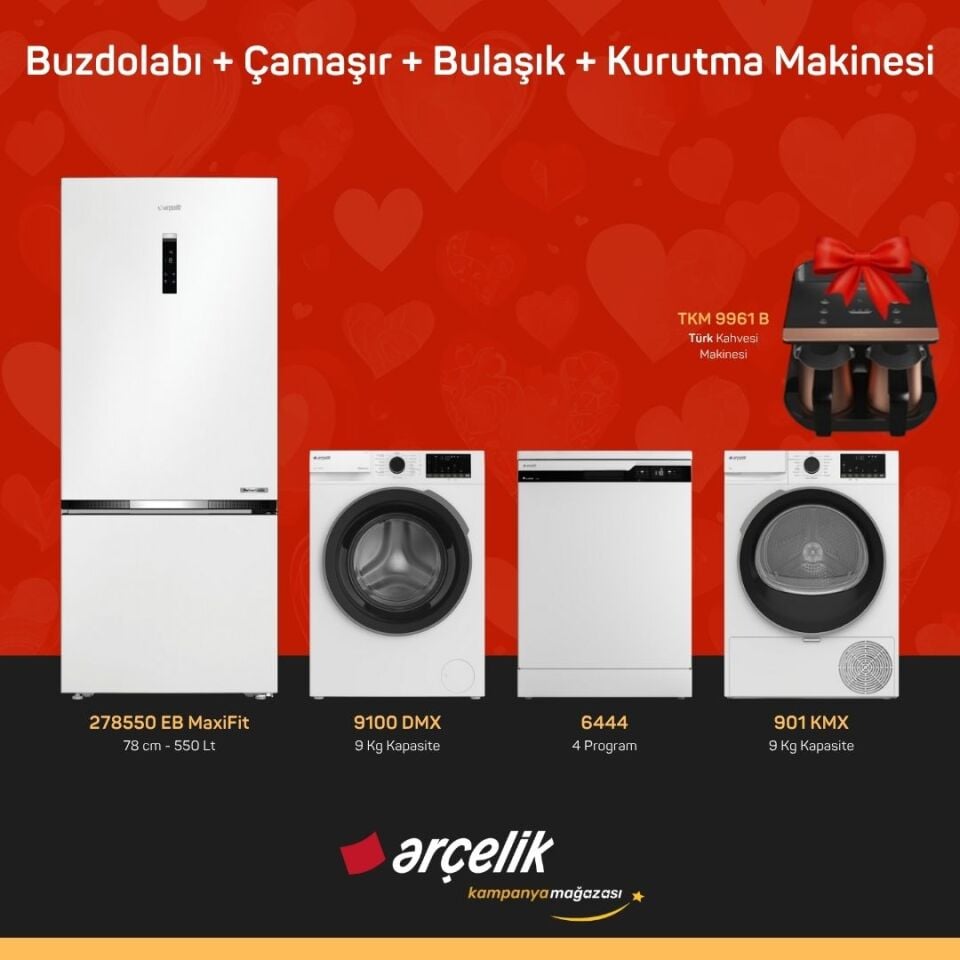 ARÇELİK 4'Lü Çeyiz Paketi ( 278550 EB MaxiFit - 9100 DMX - 6444 - 901 KMX - TKM 9961 B )