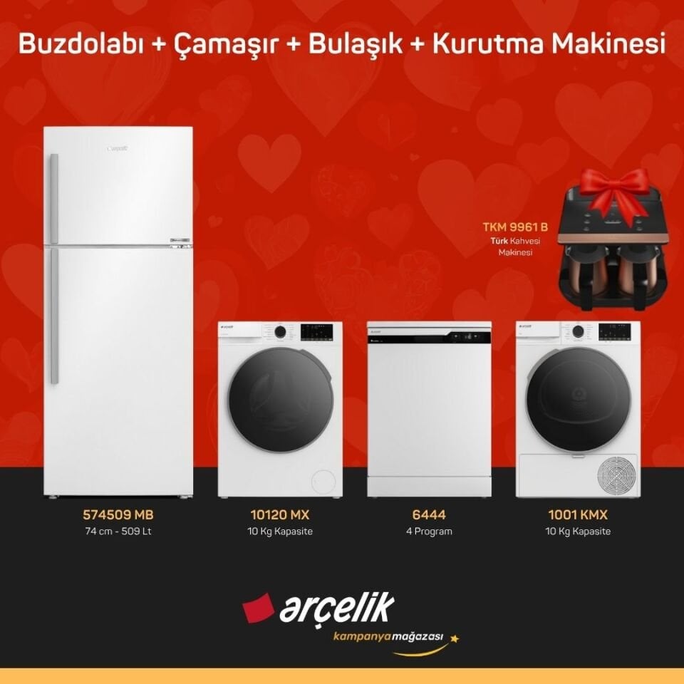ARÇELİK 4'Lü Çeyiz Paketi ( 574509 MB - 10120 MX - 6444 - 1001 KMX - TKM 9961 B )