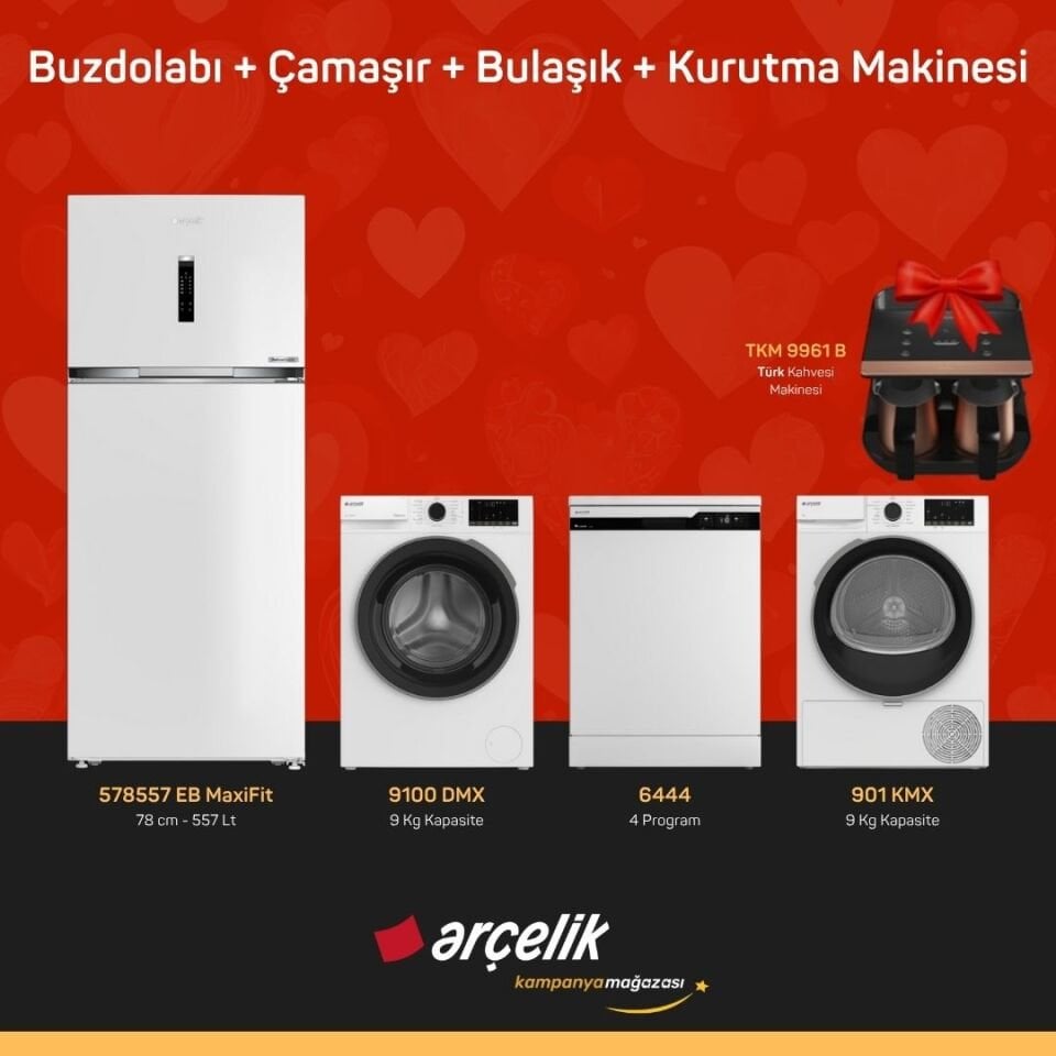 ARÇELİK 4'Lü Çeyiz Paketi ( 578557 EB MaxiFit - 9100 DMX - 6444 - 901 KMX - TKM 9961 B )