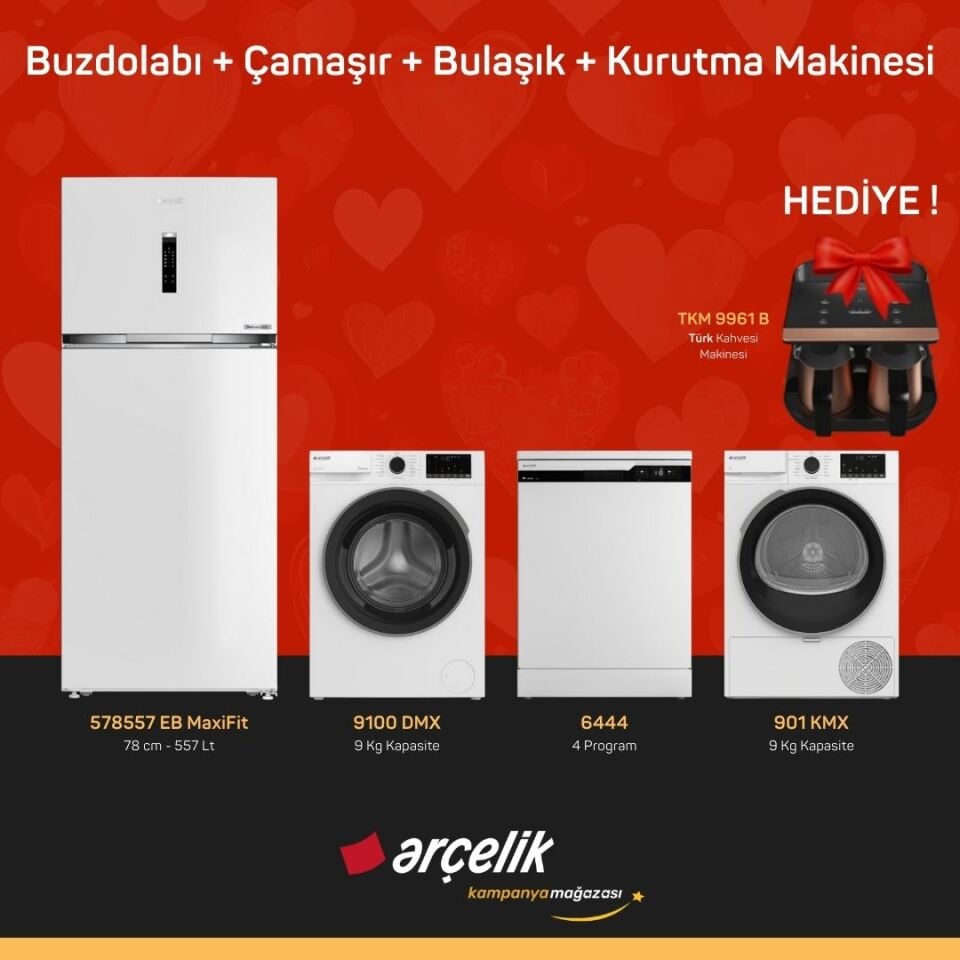 ARÇELİK 4'Lü Çeyiz Paketi ( 578557 EB MaxiFit - 9100 DMX - 6444 - 901 KMX - TKM 9961 B )
