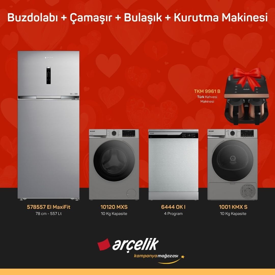ARÇELİK 4'Lü Çeyiz Paketi ( 578557 EI MaxiFit - 10120 MXS - 6444 OK I - 1001 KMX S - TKM 9961 B )