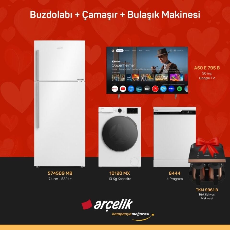 ARÇELİK 4'Lü Çeyiz Paketi ( 574509 MB - 10120 MX - 6444 - A50 E 795 B - TKM 9961 B )
