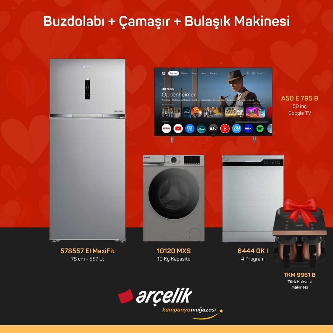 ARÇELİK 4'Lü Çeyiz Paketi ( 578557 EI MaxiFit - 10120 MXS - 6444 OK I - A50 E 795 B - TKM 9961 B )
