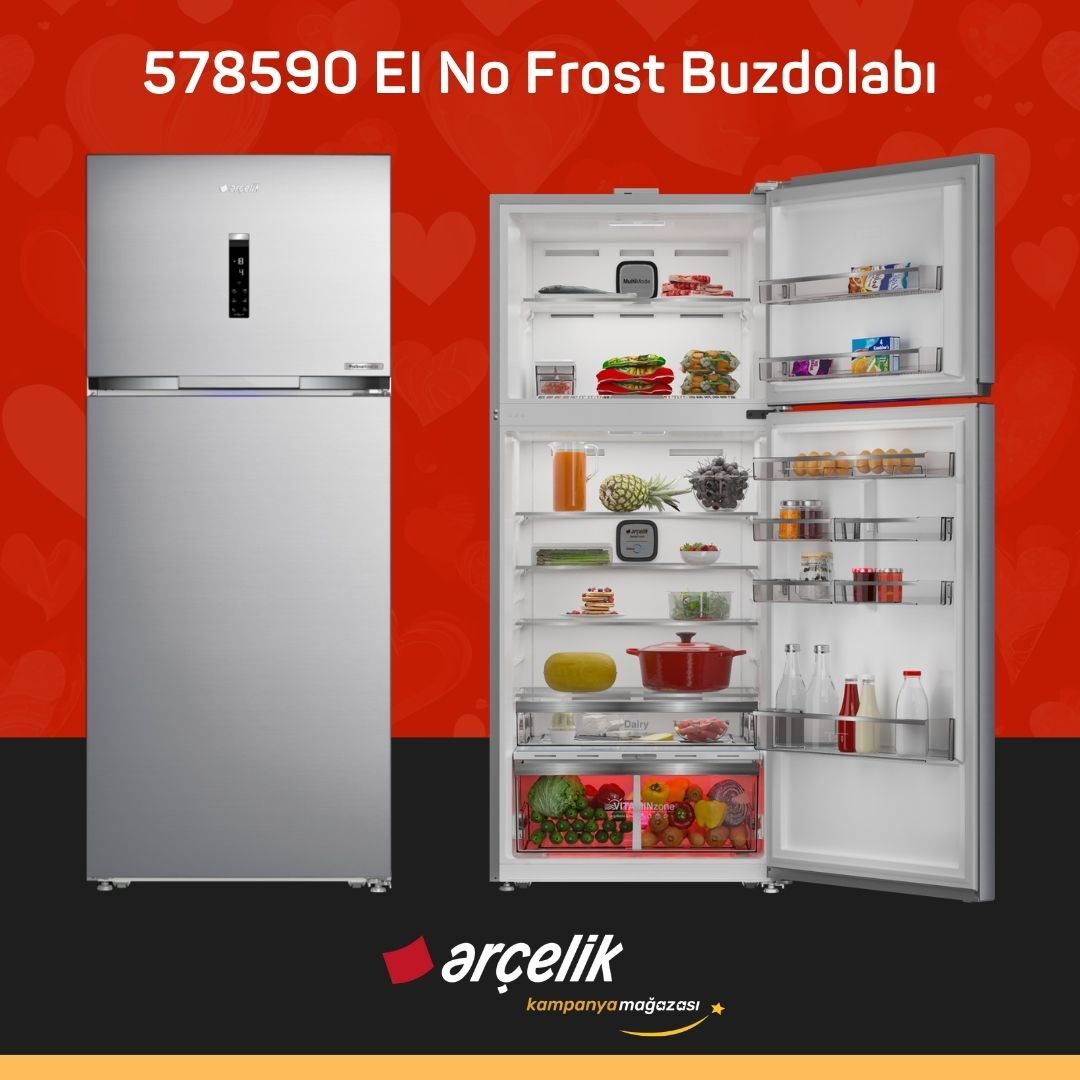 ARÇELİK 578590 EI Üstten Donduruculu Buzdolabı