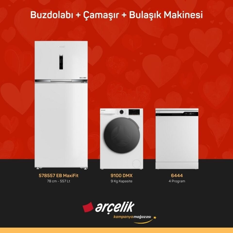 ARÇELİK 3'lü Çeyiz Paketi ( 578557 EB MaxiFit - 9100 DMX - 6444 )