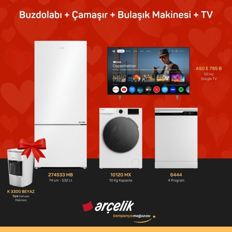 ARÇELİK 4'lü Çeyiz Paketi ( 274533 MB - 10120 MX - 6444 - A50 E 795 B - K 3300 B )