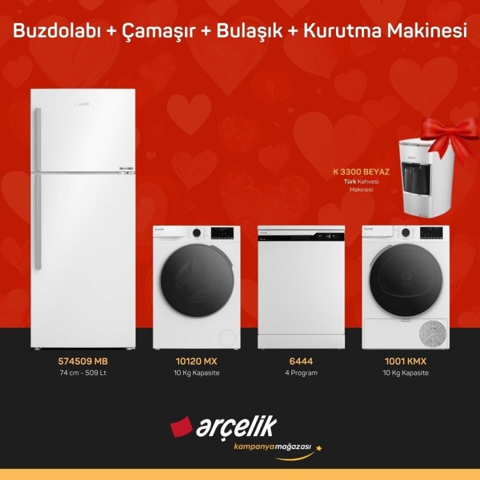 ARÇELİK 4'lü Çeyiz Paketi ( 574509 MB - 10120 MX - 6444 - 1001 KMX - K 3300 B )