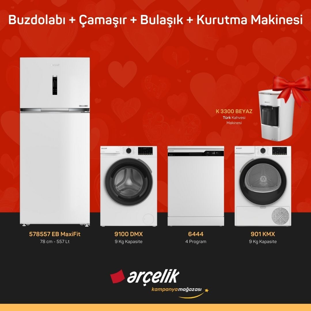 ARÇELİK 4'lü Çeyiz Paketi ( 578557 EB MaxiFit - 9100 DMX - 6444 - 901 KMX - KK 3300 B )