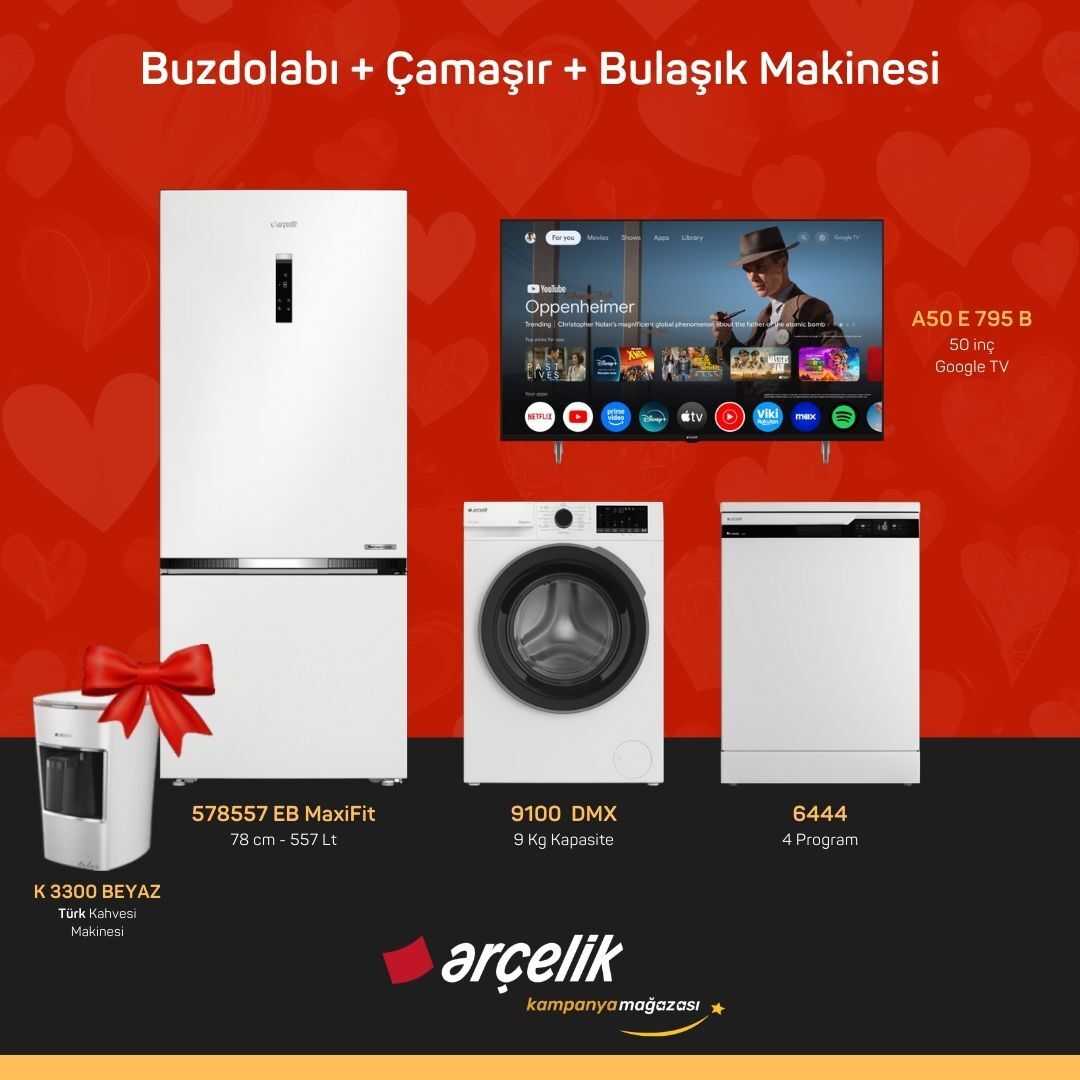 ARÇELİK 4'lü Çeyiz Paketi ( 578557 EB MaxiFit - 9100 DMX - 6444 - A50 E 795 B - K 3300 B )
