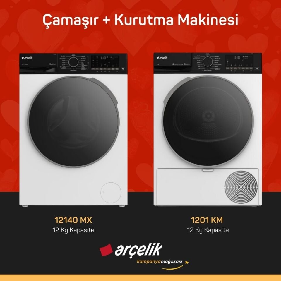 ARÇELİK 12140 MX Çamaşır Makinesi - 1201 KMX Kurutma Makinesi
