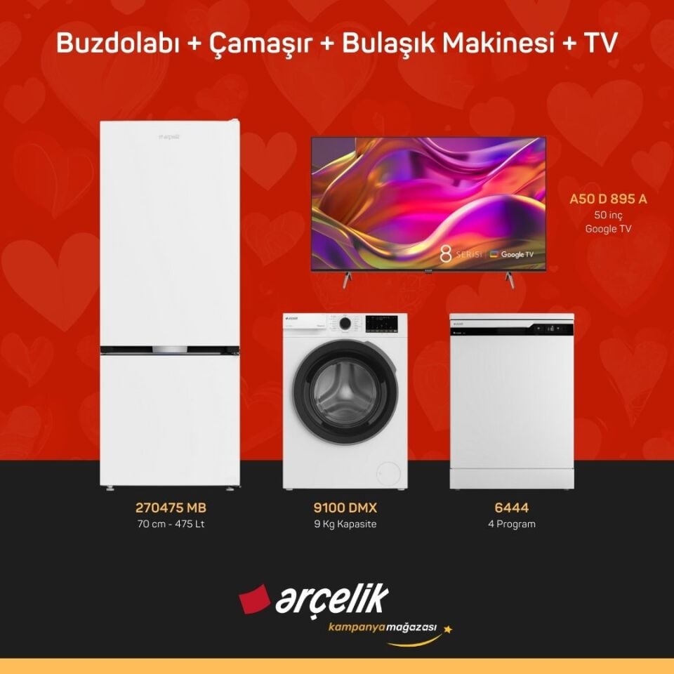 ARÇELİK 4'lü Çeyiz Paketi ( 270475 MB - 9100 DMX - 6444 - A50 D 895 A )