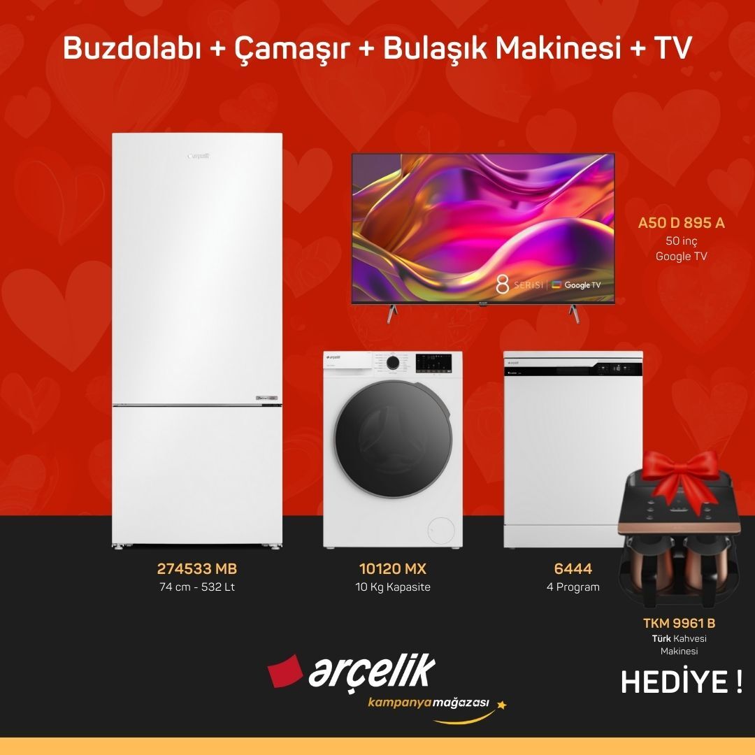 ARÇELİK 4'lü Çeyiz Paketi ( 274533 MB - 10120 MX - 6444 - A50 D 895 A - TKM 9961 B )